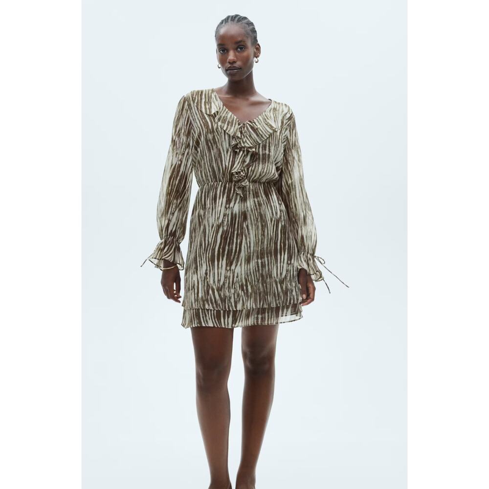 NWT MNG Mango Zebra Print Green White Dress sz 3XL